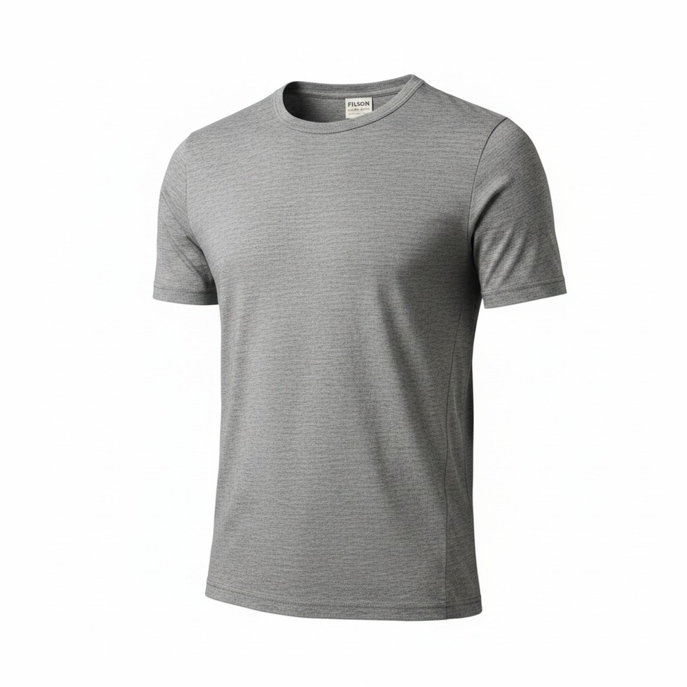 Filson Mens XL Short Sleeve Crewneck T-Shirt Heather Gray Cotton Blend Ribbed